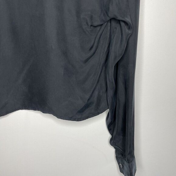 MADEWELL Top Women 00 Black Brushed Ruched-Front NEW Long Sleeve Blouse NN960 - Picture 13 of 16